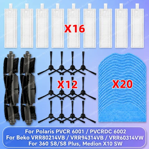 Fit For Beko VRR70214VB/VRR80214VB/VRR94314VB/VRR60314VW, Polaris 5001/5002/6001,360 S8/S8 Plus, Medion X10 SW Brush Filter Mop