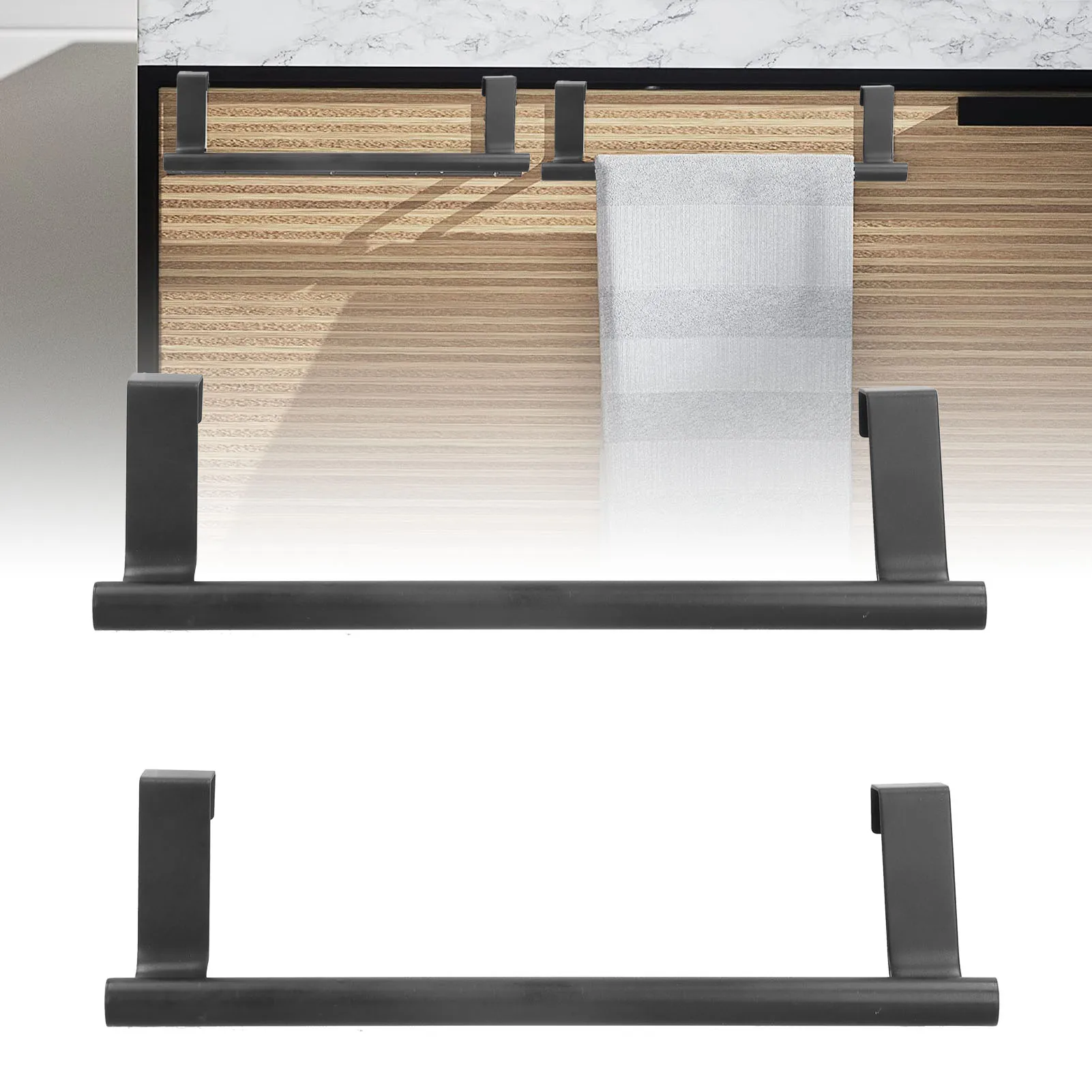 2Pcs Towel Rack Holder Black Hangable Punch Free Nail Free Cabinet Door Towel Rack for Home Hotel
2Pcs Towel Rack Holder Black Hangable Punch Free Nail Free Cabinet Door Towel Rack for Home Hotel