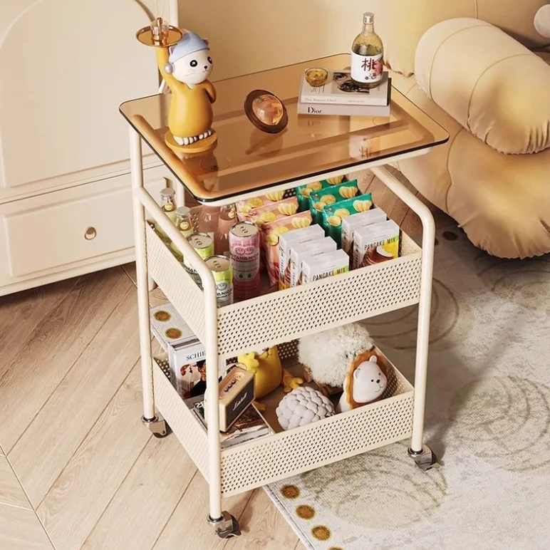 Luxury Mobile Side Table Cart, Glass Top Double - layer Storage Rack for Living Room Sofa Side, Movable Side Cabinet
Luxury Mobile Side Table Cart, Glass Top Double - layer Storage Rack for Living Room Sofa Side, Movable Side Cabinet