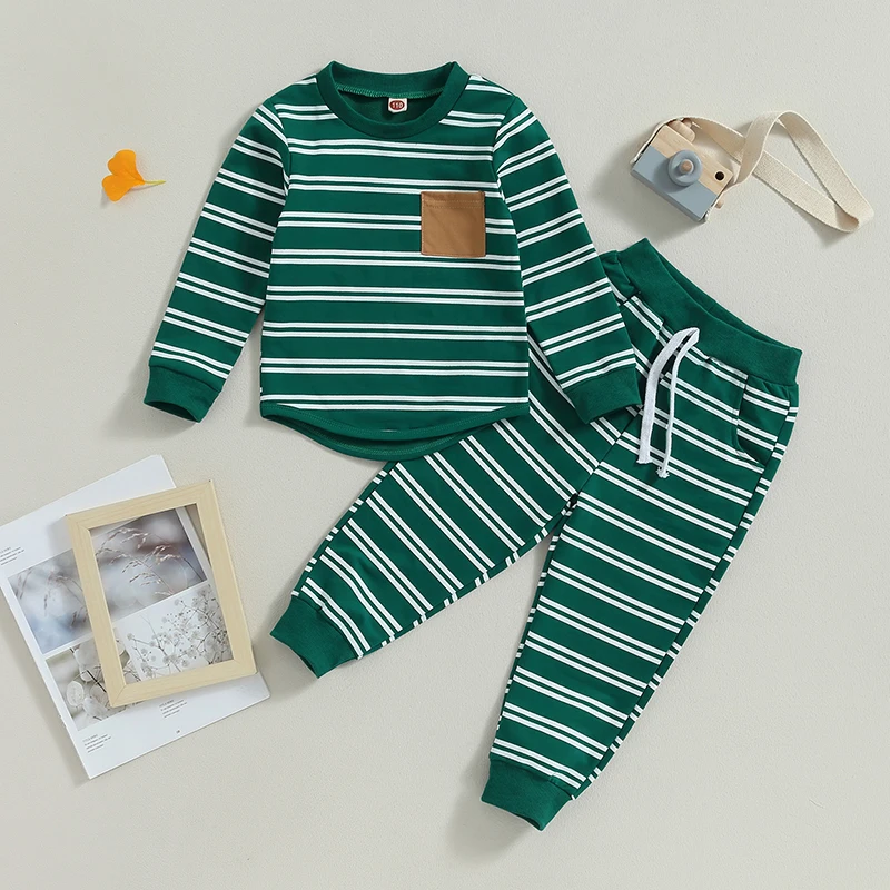 Suefunskry 2Pcs Toddler Boy Spring Fall Outfits Long Sleeve Striped Pullover Tops + Elastic Waist Pants with Pocket Clothes Set
Suefunskry 2Pcs Toddler Boy Spring Fall Outfits Long Sleeve Striped Pullover Tops + Elastic Waist Pants with Pocket Clothes Set