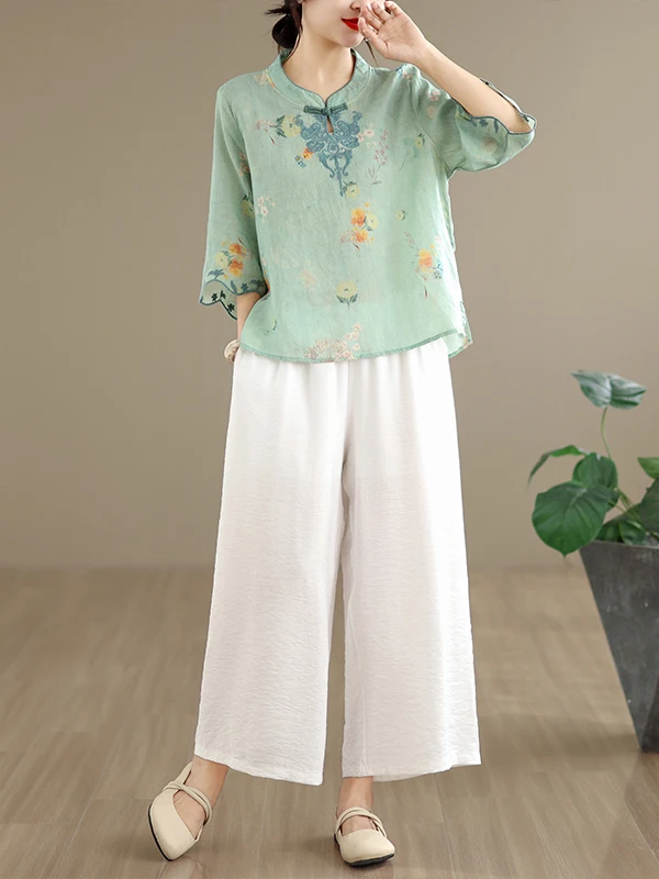 Artistic Embroidered Cotton Linen Loose Wide Leg Pants Shirt Set Summer New Chinese Style plus Size Fashion Women's Ensemble
Artistic Embroidered Cotton Linen Loose Wide Leg Pants Shirt Set Summer New Chinese Style plus Size Fashion Women's Ensemble