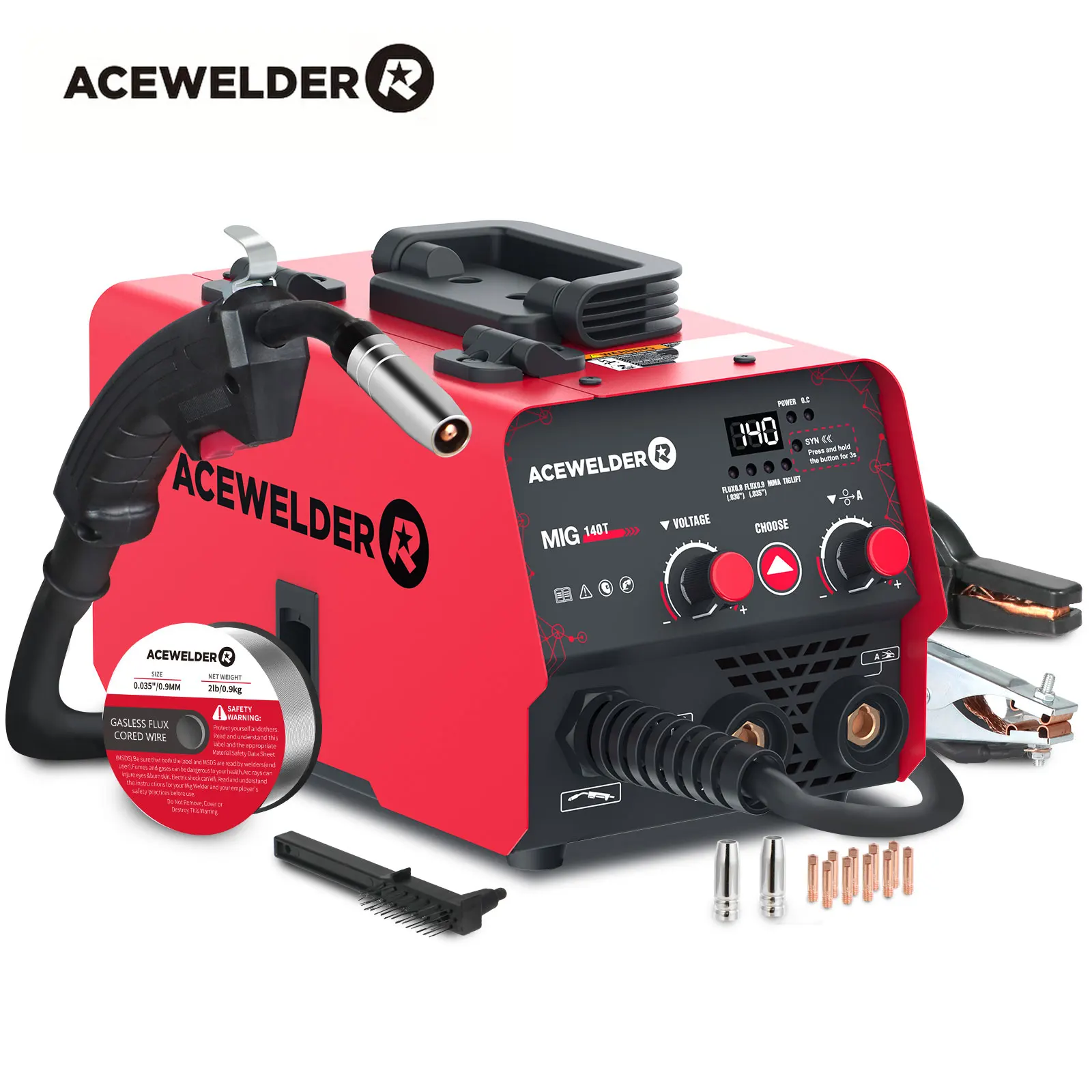ACEWELDER 3 In 1 Welding Machine 140A Flux Cored MIG ARC Lift TIG Welder 110V IGBT Inverter Gasless Welding Machine 
ACEWELDER 3 In 1 Welding Machine 140A Flux Cored MIG ARC Lift TIG Welder 110V IGBT Inverter Gasless Welding Machine
