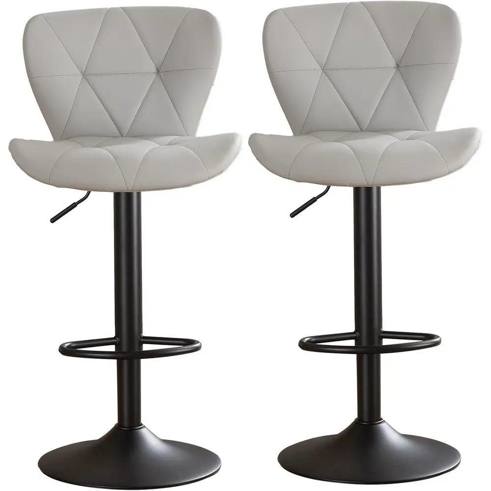 Set of 2 Swivel Counter Height Bar Stools with High Back, Gray Leather Upholstered, Adjustable Gas Lift for Kitchen Island or Di
Set of 2 Swivel Counter Height Bar Stools with High Back, Gray Leather Upholstered, Adjustable Gas Lift for Kitchen Island or Di