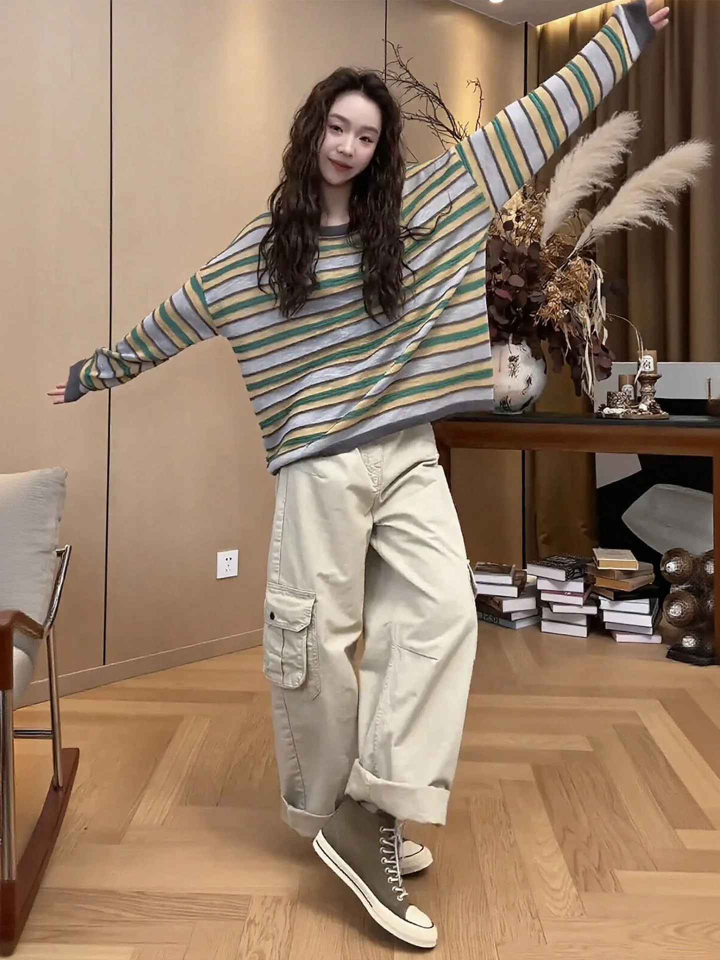 Spring Season plus Size Women's Striped Long Sleeve Top And Wide Leg Pants Workwear Vintage Anti-Aging Two-Piece Set Casual S...
Spring Season plus Size Women's Striped Long Sleeve Top And Wide Leg Pants Workwear Vintage Anti-Aging Two-Piece Set Casual S...