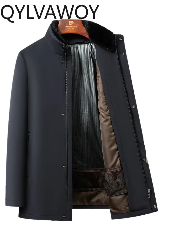 QYLVAWOY Winter New Mink Fur Collar Coat with Removable Rabbit Fur Liner Middle-Aged Men's Mid-Length Outerwear LJ2548
QYLVAWOY Winter New Mink Fur Collar Coat with Removable Rabbit Fur Liner Middle-Aged Men's Mid-Length Outerwear LJ2548