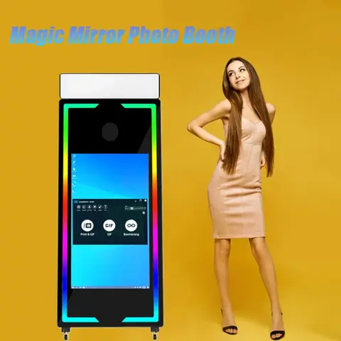Hot Sale Magic Mirror Photo Booth with Touch Screen Magic DSLR Photo Booth Led Frame Flight Case for Wedding Party Activity