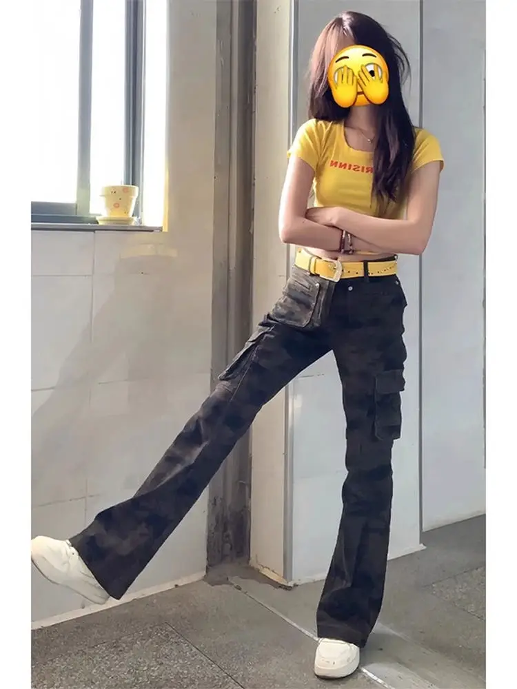 American High Street Camouflage Work Pants Women's Clean Fit High Waist Slimming Leg Lengthening Micro Flared Jeans
American High Street Camouflage Work Pants Women's Clean Fit High Waist Slimming Leg Lengthening Micro Flared Jeans