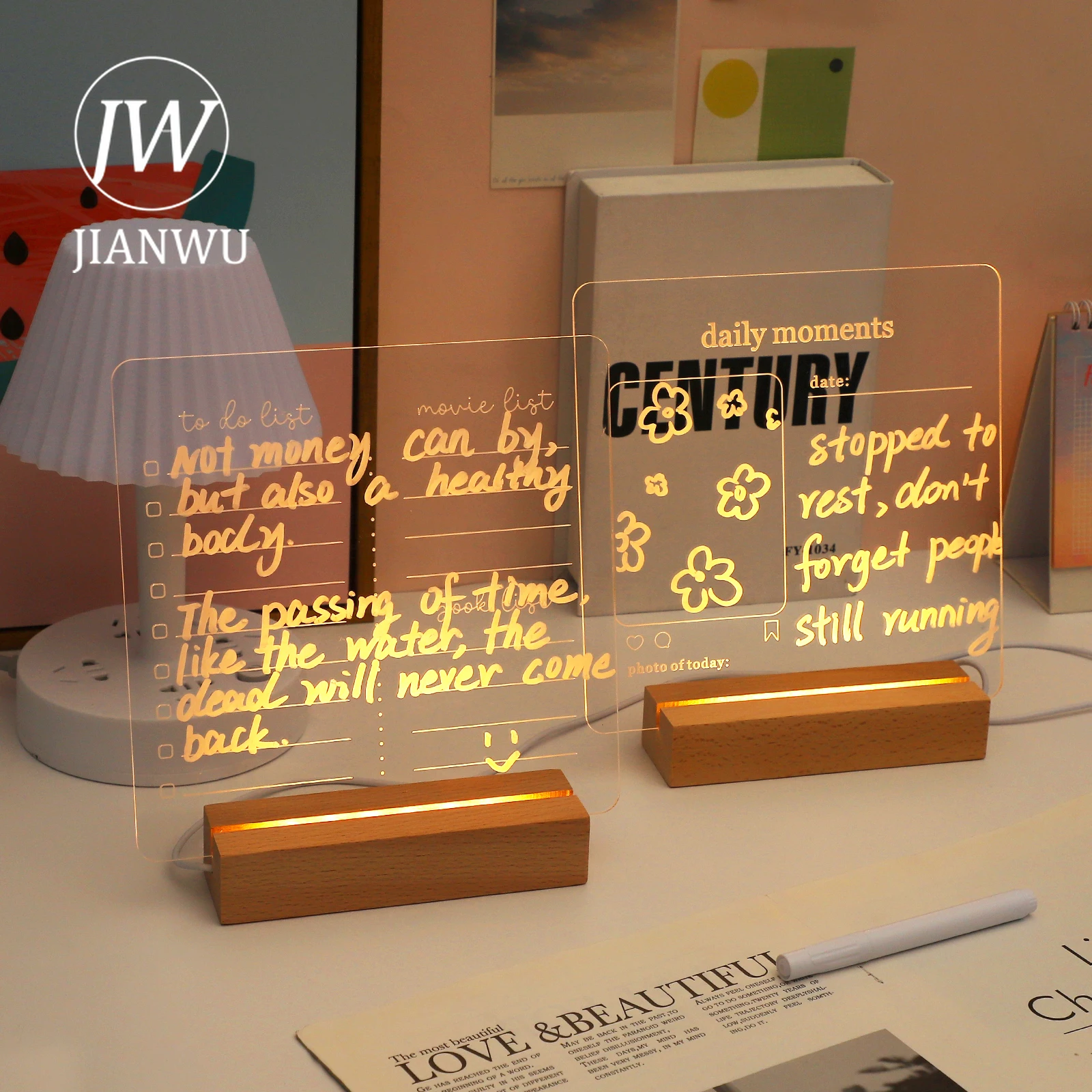 JIANWU Transparent Acrylic Luminous Note Board Creative Desktop Writable Message Board Reading Tools Stationery School Supplies
JIANWU Transparent Acrylic Luminous Note Board Creative Desktop Writable Message Board Reading Tools Stationery School Supplies