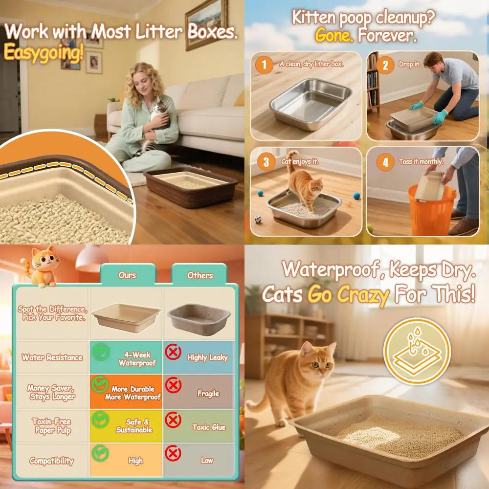 Eco-Friendly Large Cat Litter Trays, 20-Pack, for Travel & Indoor Odor Control
Eco-Friendly Large Cat Litter Trays, 20-Pack, for Travel & Indoor Odor Control