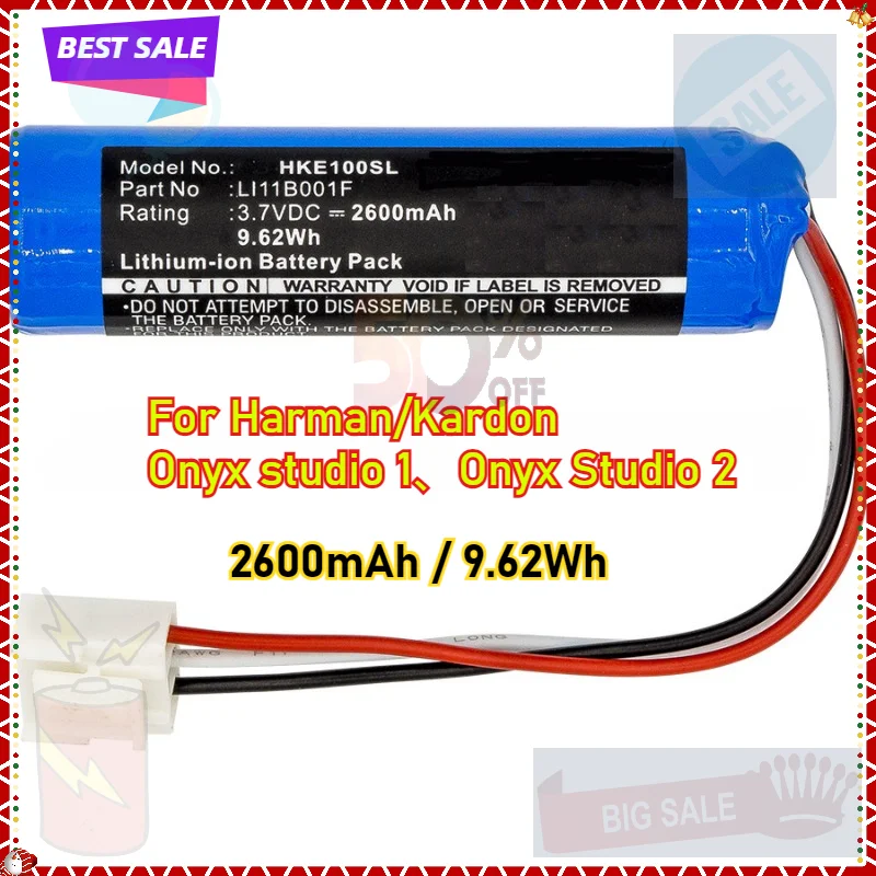 HKE100SL Rechargeable Battery for Harman/Kardon Onyx Studio 1 Bluetooth Speaker Rechargeable Batteries LI11B0 2600MAH
HKE100SL Rechargeable Battery for Harman/Kardon Onyx Studio 1 Bluetooth Speaker Rechargeable Batteries LI11B0 2600MAH
