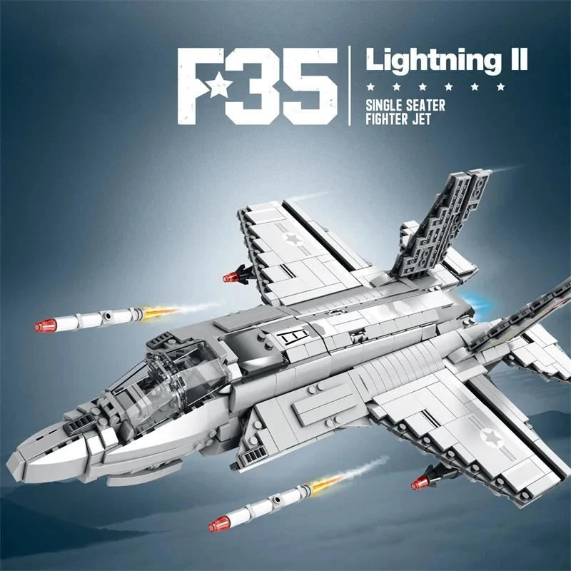 1600PCS F-35 Lightning II Fighter Jet Building Blocks Bomber Shipboard Aircraft Model Bricks Desktop Decoration Kids Toy Gifts
1600PCS F-35 Lightning II Fighter Jet Building Blocks Bomber Shipboard Aircraft Model Bricks Desktop Decoration Kids Toy Gifts
