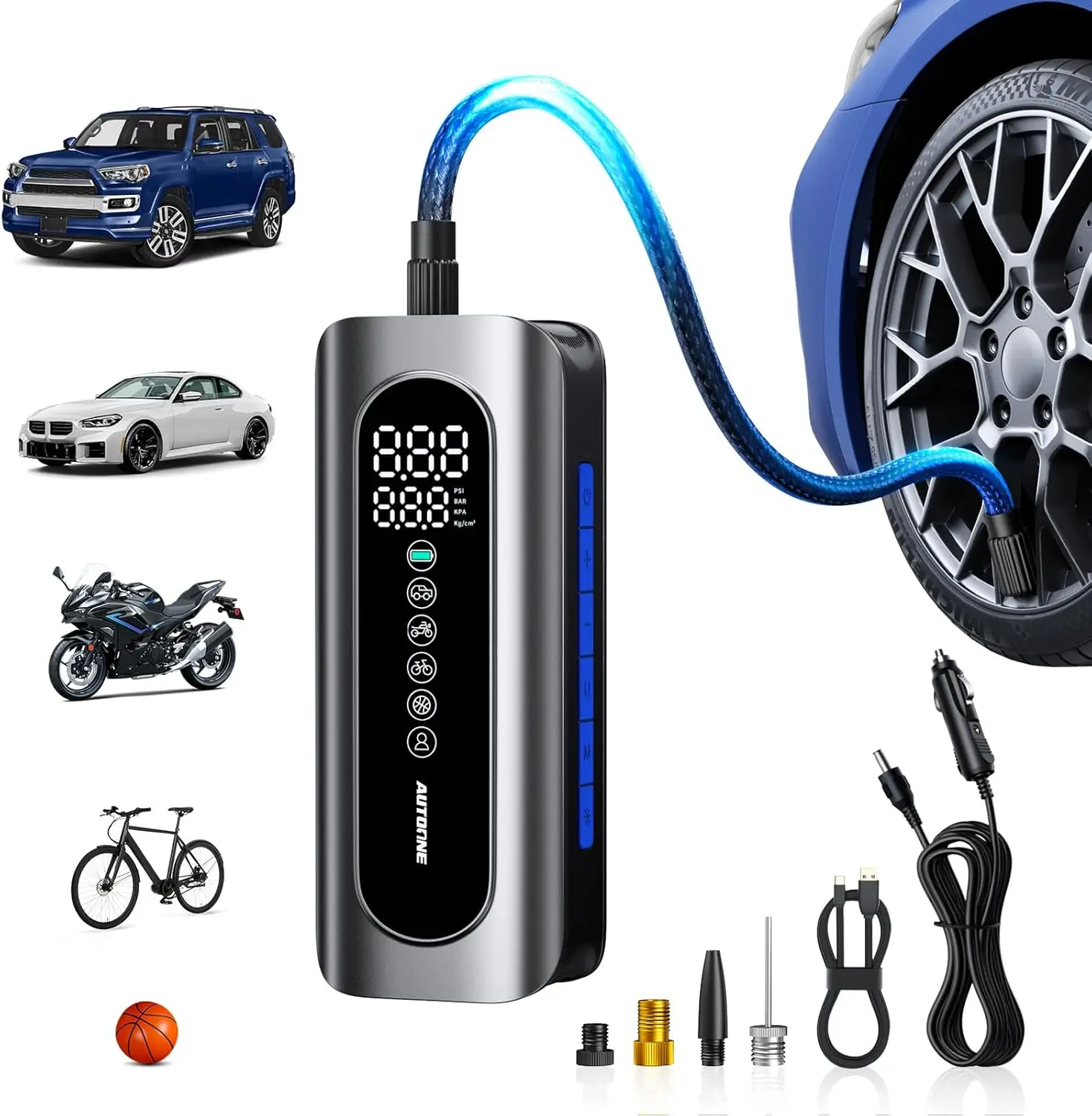Portable Tire Inflator 4X Faster 150PSI Air Compressor with Digital Gauge & 12V Adapter for Car, Motorcycle, Bike, Ball
Portable Tire Inflator 4X Faster 150PSI Air Compressor with Digital Gauge & 12V Adapter for Car, Motorcycle, Bike, Ball