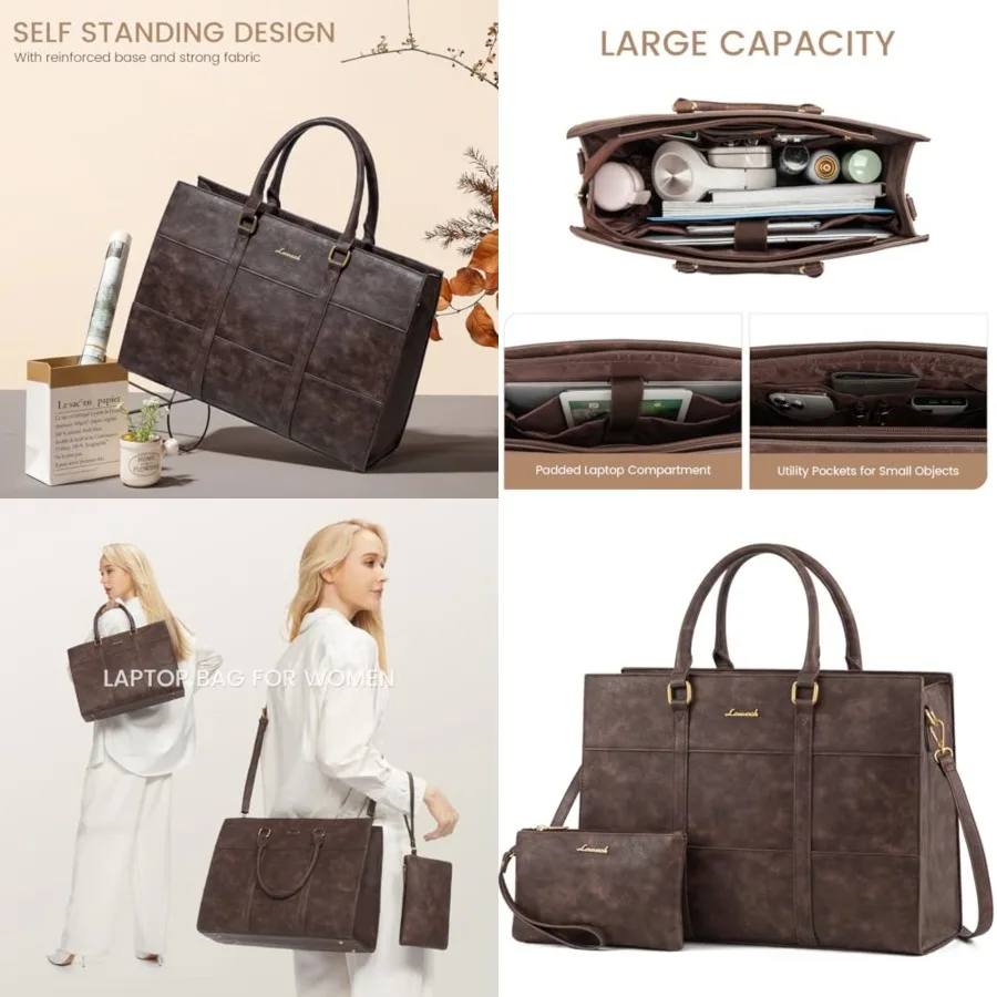 Laptop Bag for Women, Laptop Tote Bag, Vintage Leather Work Bags for Women, Waterproof Computer bag with Clutch Purse, Large Ca
Laptop Bag for Women, Laptop Tote Bag, Vintage Leather Work Bags for Women, Waterproof Computer bag with Clutch Purse, Large Ca