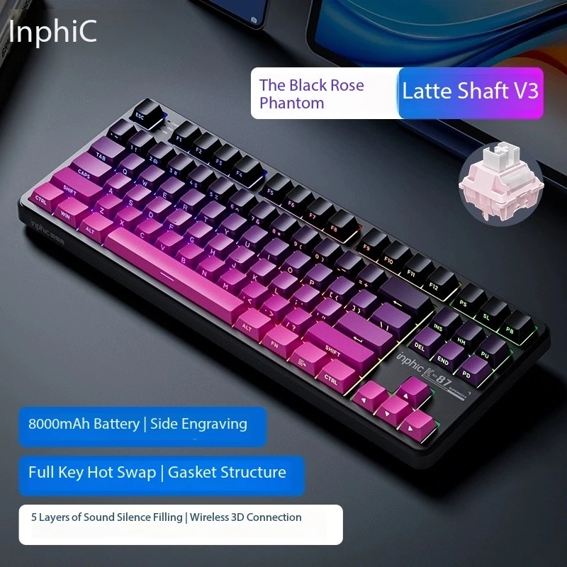 Механическая клавиатура inphic K87, беспроводная проводная Bluetooth, трехрежимная пользовательская игра для киберспорта, специальная гравировка по бокам офиса
Механическая клавиатура inphic K87, беспроводная проводная Bluetooth, трехрежимная пользовательская игра для киберспорта, специальная гравировка по бокам офиса