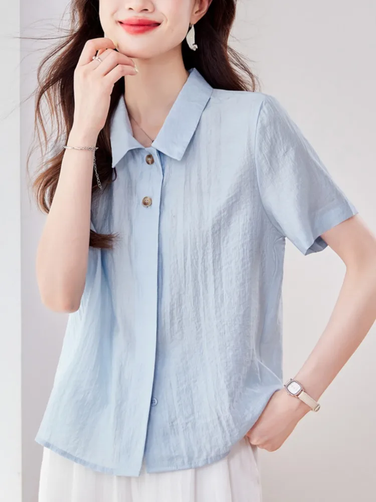 Elegant Thin Short Sleeve Cotton Linen Shirt Women's Loose Fit Summer Breathable Comfortable Neck Button up Top
Elegant Thin Short Sleeve Cotton Linen Shirt Women's Loose Fit Summer Breathable Comfortable Neck Button up Top