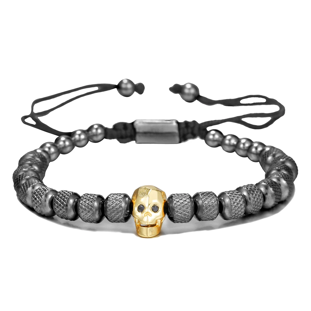 Charm CZ Skull Head Bracelets Handmade Skeleton Adjustable Stainless Steel Beaded Bracelet Punk Wrist Jewelry for Women Men
Charm CZ Skull Head Bracelets Handmade Skeleton Adjustable Stainless Steel Beaded Bracelet Punk Wrist Jewelry for Women Men