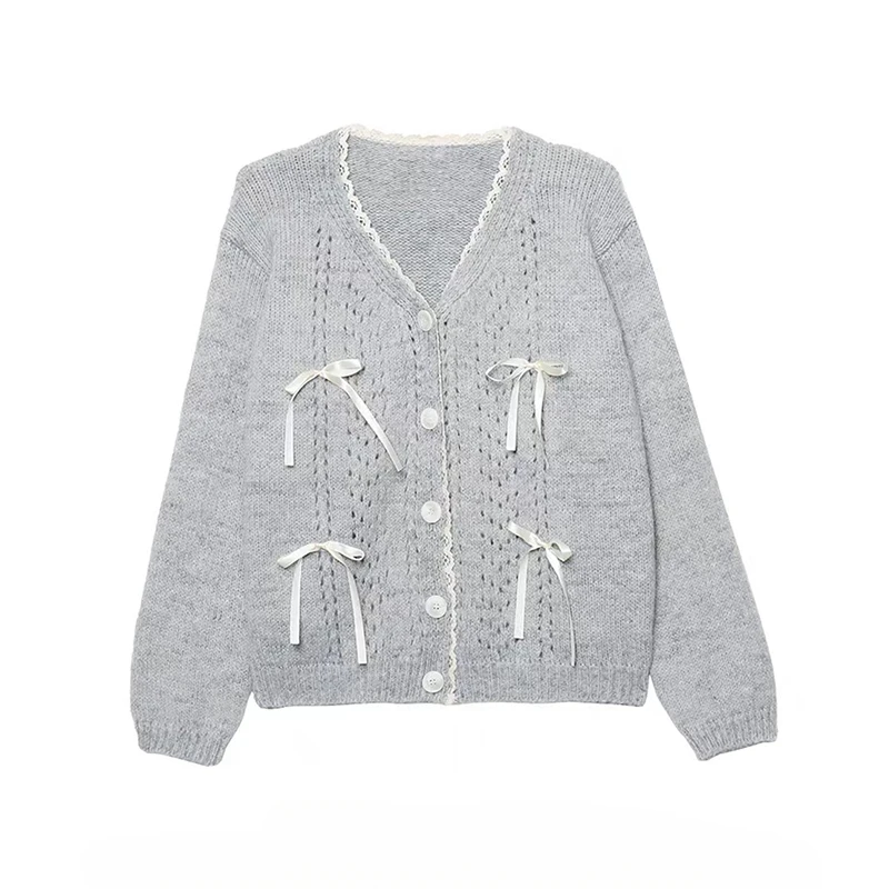 Sweet French Gentle Retro Bow V-neck Knitted Cardigan Women's Autumn Winter Soft and Waxy All-match Temperament Sweaters Jackets
Sweet French Gentle Retro Bow V-neck Knitted Cardigan Women's Autumn Winter Soft and Waxy All-match Temperament Sweaters Jackets