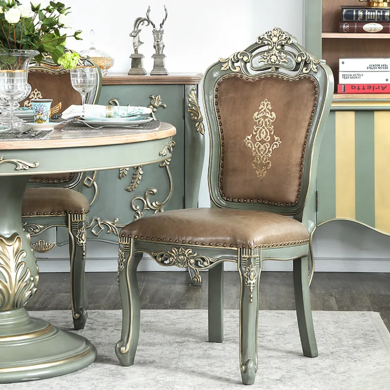 European French solid wood American country restaurant dining table and chairs log leather art old light luxury dressing chair s
European French solid wood American country restaurant dining table and chairs log leather art old light luxury dressing chair s