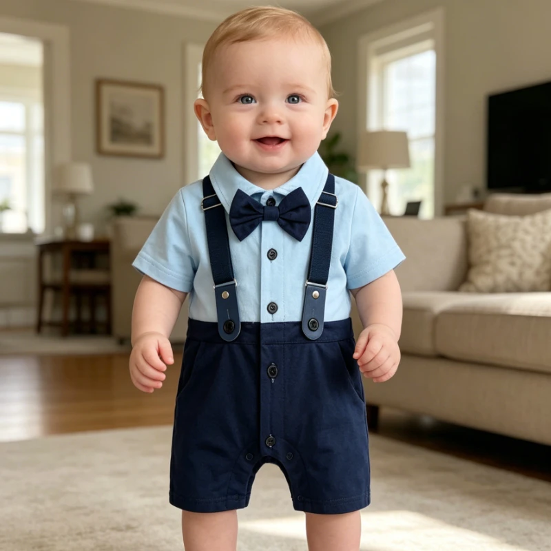 ZOETOPKID Baby Clothes Summer Thin Gentlemans British Suspender Shorts Casual and All-match Fashionable and Comfortable Rompers
ZOETOPKID Baby Clothes Summer Thin Gentlemans British Suspender Shorts Casual and All-match Fashionable and Comfortable Rompers