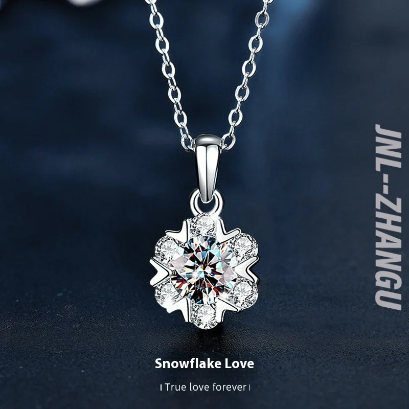 Sterling Silver Snowflake Necklace for Women with Moissanite Pendant White Gold Color Clavicle Chain
Sterling Silver Snowflake Necklace for Women with Moissanite Pendant White Gold Color Clavicle Chain