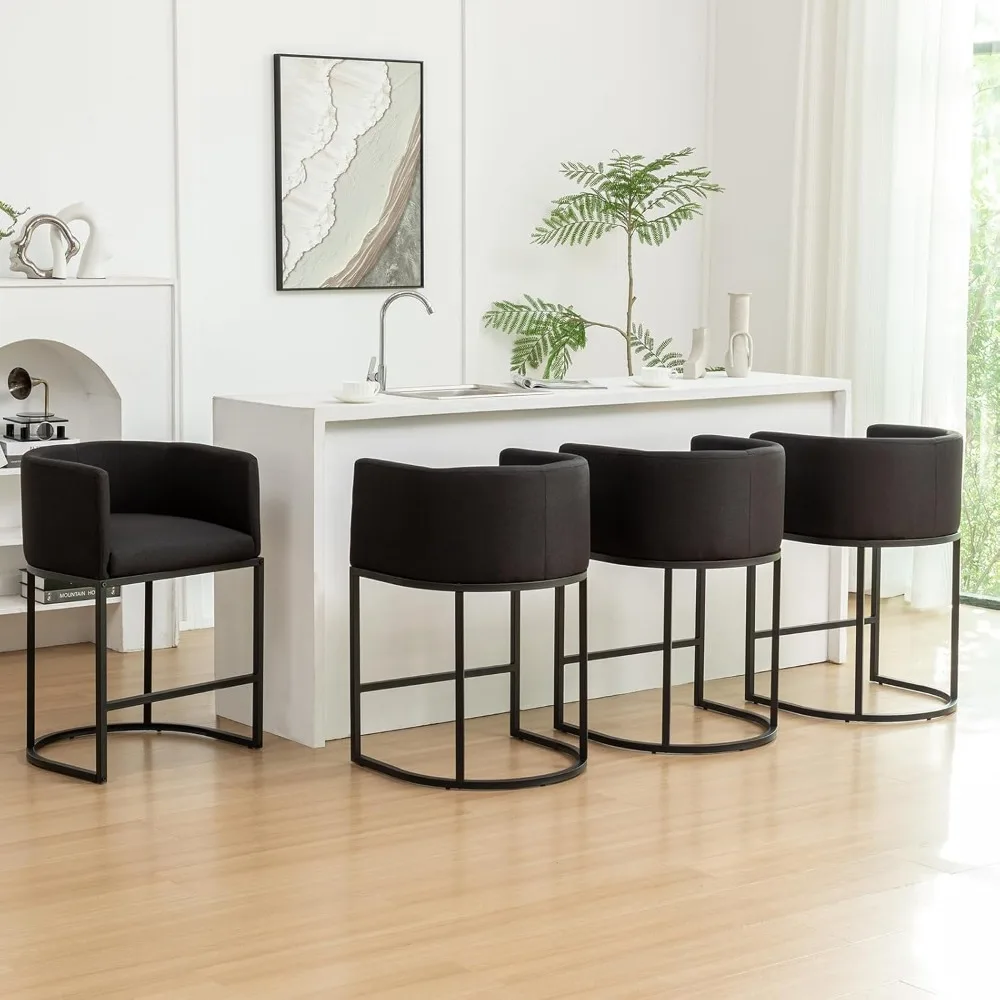 Counter Height Bar Stools Set of 4, Barstools with Backrest, Barrel Counter Stools with Metal Frames, Linen Fabric Upholstered
Counter Height Bar Stools Set of 4, Barstools with Backrest, Barrel Counter Stools with Metal Frames, Linen Fabric Upholstered