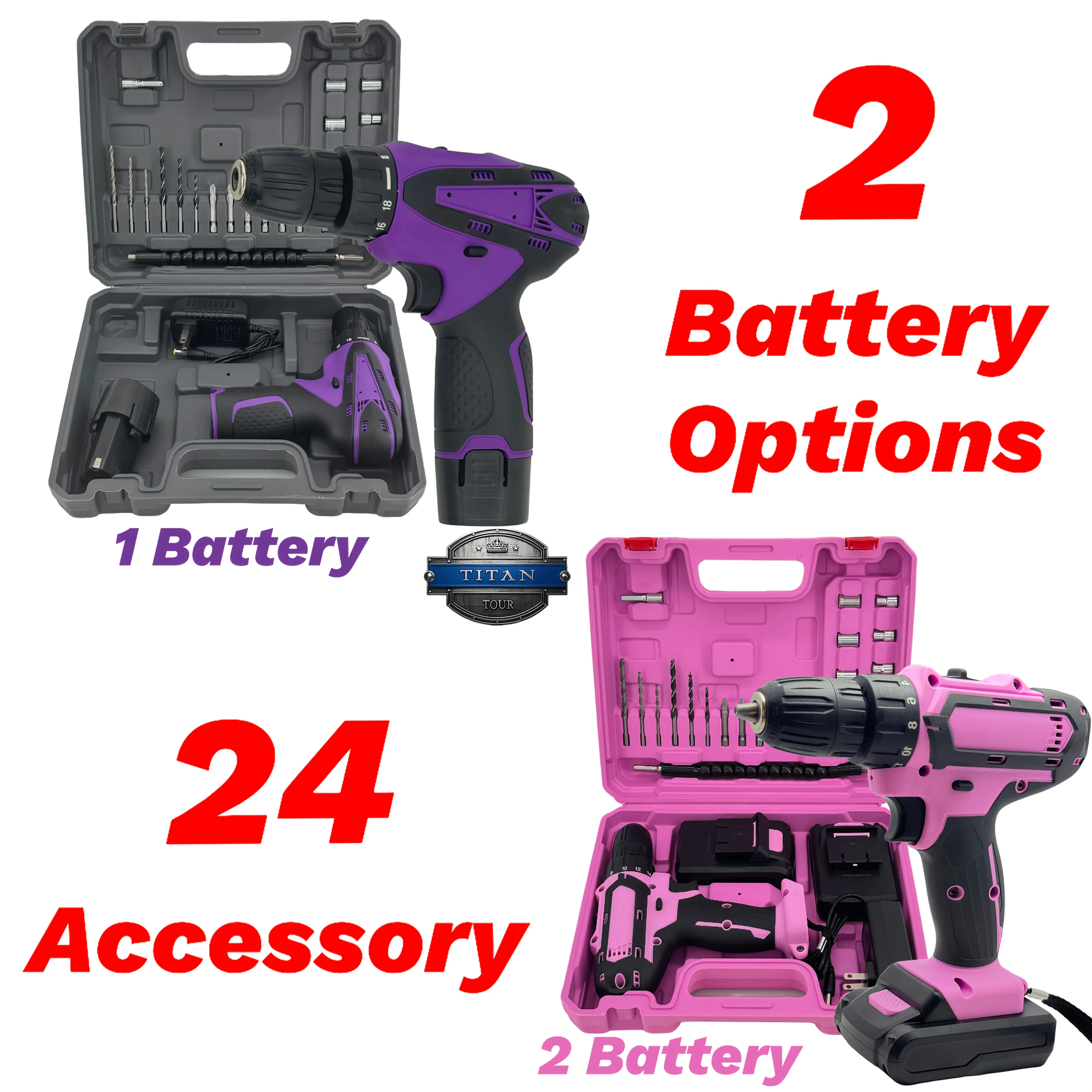 Industrial Power Tool Set: 24pcs 12V Purple OR 21V Pink Brushless Drill Kit | Dual Fast Charge (2×1200mAh) | 18+1 Precision Torque | 10mm Metal Chuck | Steel Welding/Line Service | Durable Storage Case
Industrial Power Tool Set: 24pcs 12V Purple OR 21V Pink Brushless Drill Kit | Dual Fast Charge (2×1200mAh) | 18+1 Precision Torque | 10mm Metal Chuck | Steel Welding/Line Service | Durable Storage Case