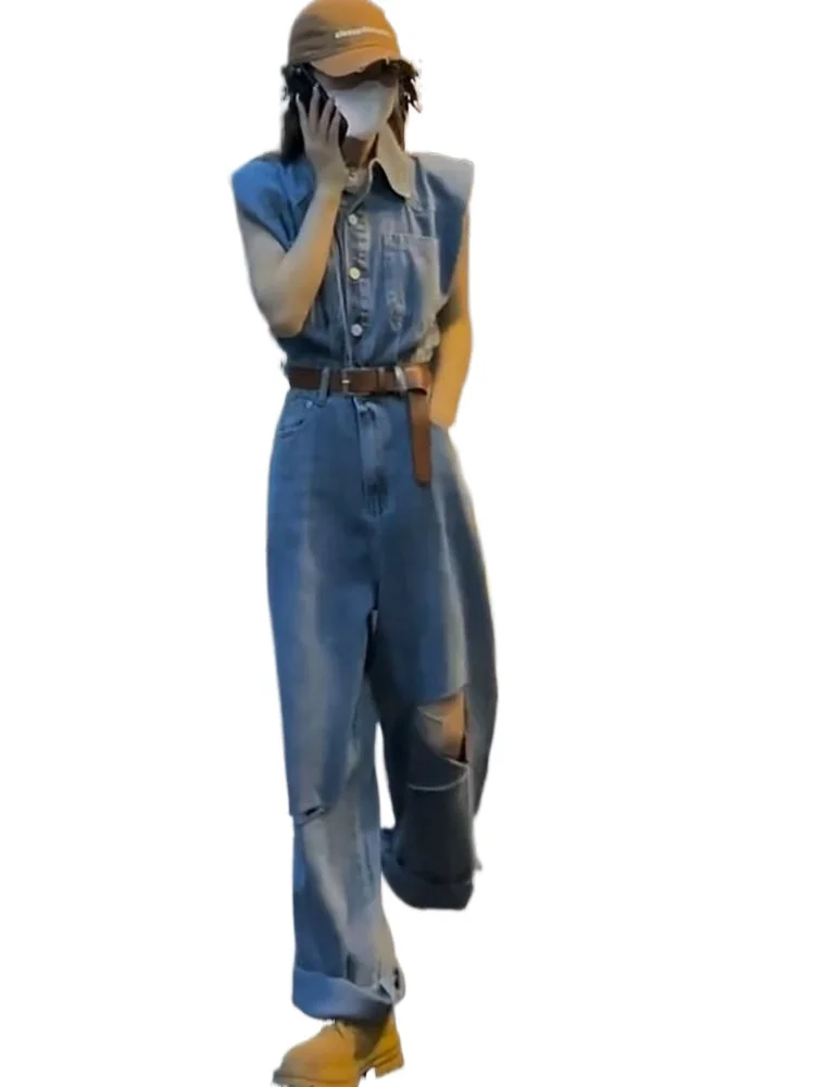 2025 Spring/summer New Women's Denim Jumpsuit Loose Commuting High Waisted Workwear Denim Overalls
2025 Spring/summer New Women's Denim Jumpsuit Loose Commuting High Waisted Workwear Denim Overalls