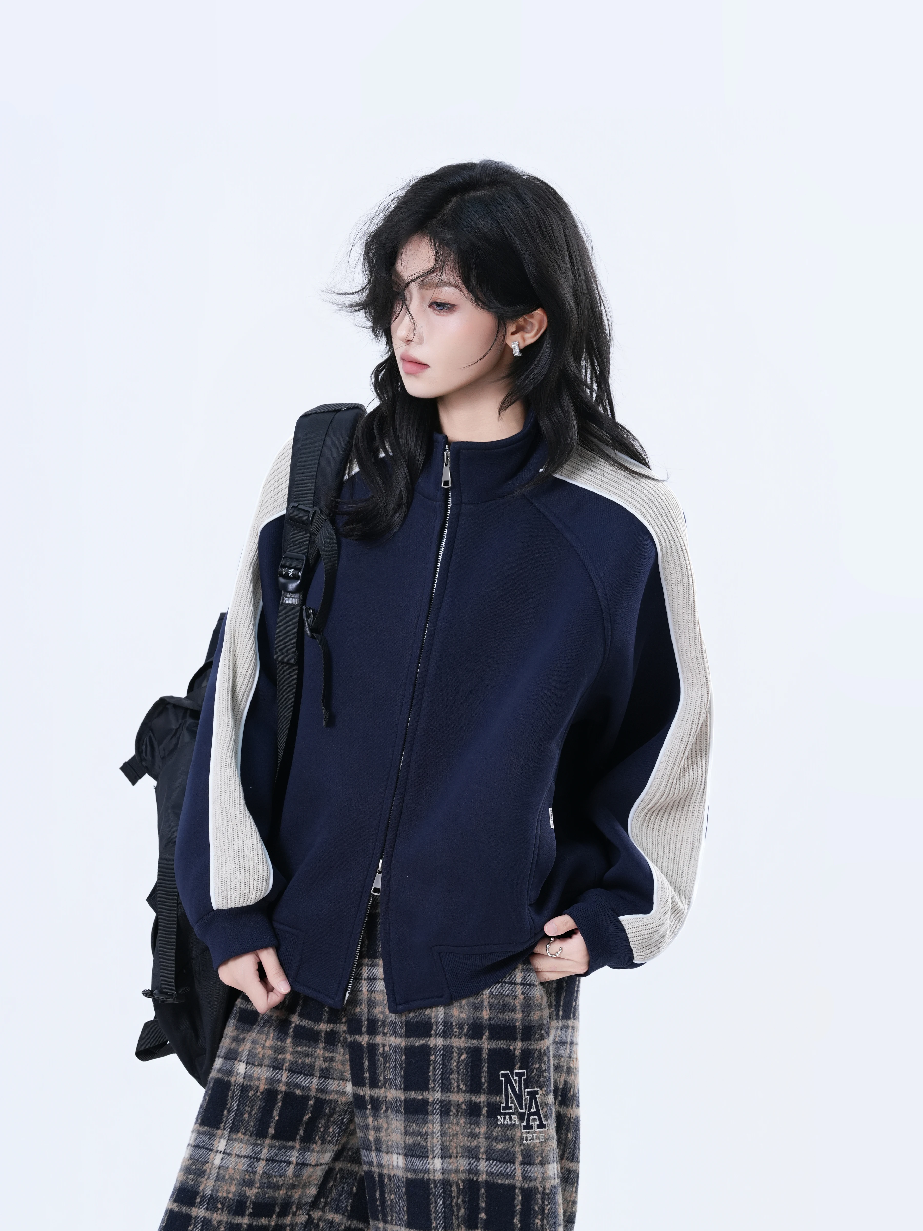Retro American Splicing Color Block Jacket Women Loose Casual Stand Collar Zipper Warm Cotton Polyester Long Sleeve Coat
Retro American Splicing Color Block Jacket Women Loose Casual Stand Collar Zipper Warm Cotton Polyester Long Sleeve Coat