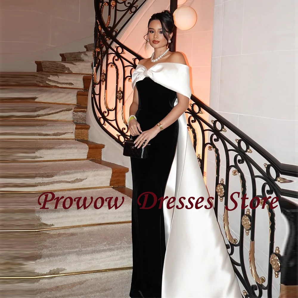 Prowow Elegant Black White Evening Dress Off the Shoulder Floor Length Prom Party Gown Mermaid Formal Occation Bow Customized
Prowow Elegant Black White Evening Dress Off the Shoulder Floor Length Prom Party Gown Mermaid Formal Occation Bow Customized