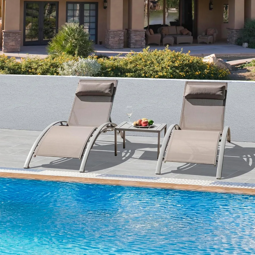 Pool Lounge Chairs Set of 3,Aluminum Adjustable Outdoor Chaise Lounge with Side Table,All Weather Poolside Chairs for Deck Lawn
Pool Lounge Chairs Set of 3,Aluminum Adjustable Outdoor Chaise Lounge with Side Table,All Weather Poolside Chairs for Deck Lawn