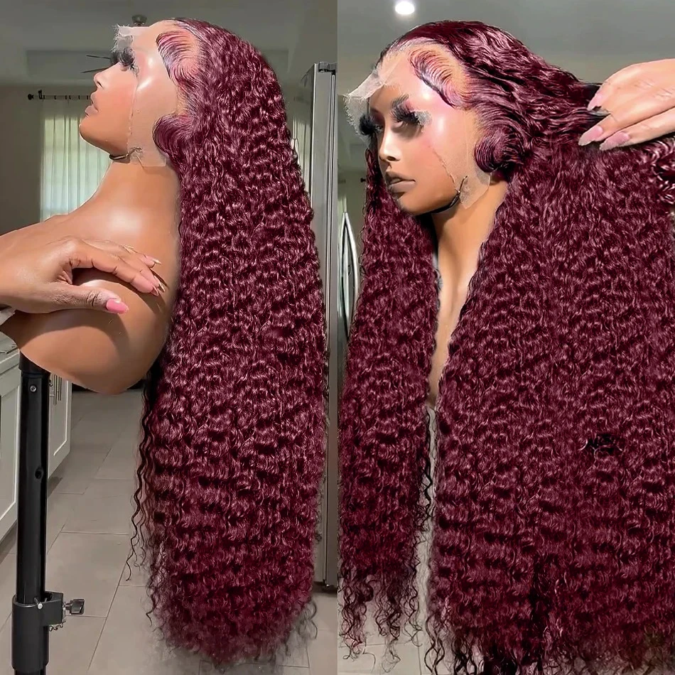 99J Burgundy Deep Wave High Density 13x4 HD Lace Front Wigs Human Hair Red Colored Lace Frontal Human Hair Curly Wigs For Women
99J Burgundy Deep Wave High Density 13x4 HD Lace Front Wigs Human Hair Red Colored Lace Frontal Human Hair Curly Wigs For Women