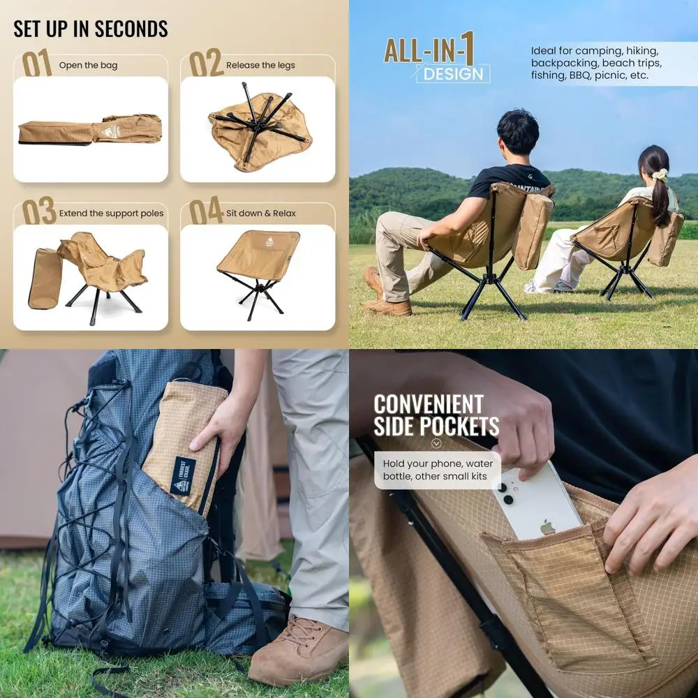 Forrest Camping Chair, Set Up in Seconds, Lightweight Folding Chair for Backpacking, Hiking, Beach, Lawn, Travel, Support 330 lb
Forrest Camping Chair, Set Up in Seconds, Lightweight Folding Chair for Backpacking, Hiking, Beach, Lawn, Travel, Support 330 lb