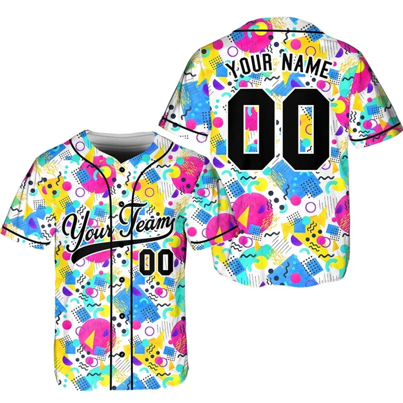 Custom 80s Retro Geometric Baseball Jersey Personalized 3D Print Name Number Short Sleeve Shirt For Men Party Sports Casual Wear
Custom 80s Retro Geometric Baseball Jersey Personalized 3D Print Name Number Short Sleeve Shirt For Men Party Sports Casual Wear