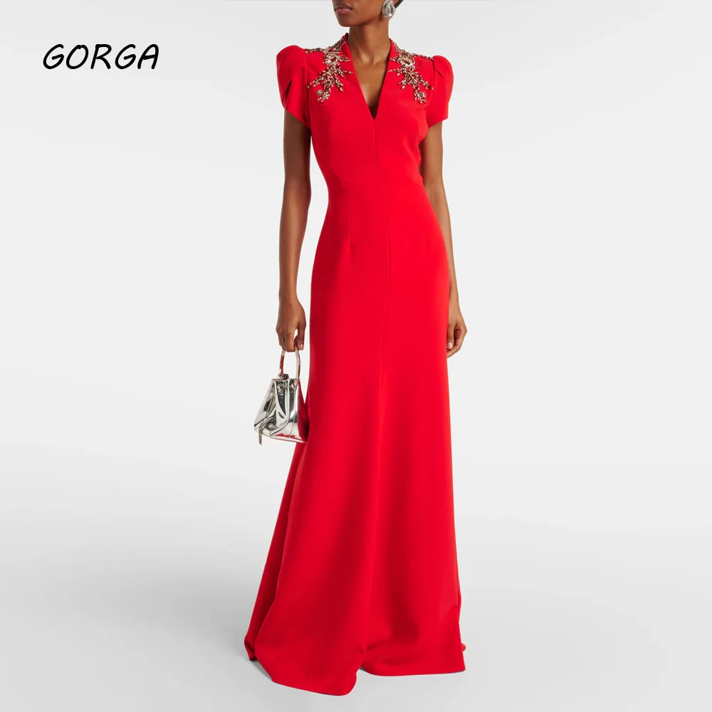 GORGA Customized Red Crepe Evening Dress فستان حفلة موسيقية Elegant Sequined Floor-Length V-Neck Cocktail Party Prom Gowns
GORGA Customized Red Crepe Evening Dress فستان حفلة موسيقية Elegant Sequined Floor-Length V-Neck Cocktail Party Prom Gowns