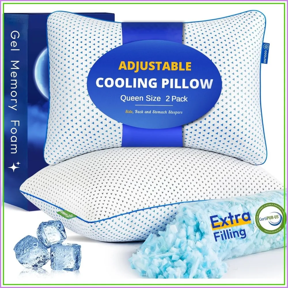 Cooling Gel Memory Foam Pillows Queen Size 2 Pack for Hot Sleepers, Adjustable Shredded Foam Bed Pillows for Side, Back, Stomach Sleepers, CertiPUR-US
Cooling Gel Memory Foam Pillows Queen Size 2 Pack for Hot Sleepers, Adjustable Shredded Foam Bed Pillows for Side, Back, Stomach Sleepers, CertiPUR-US