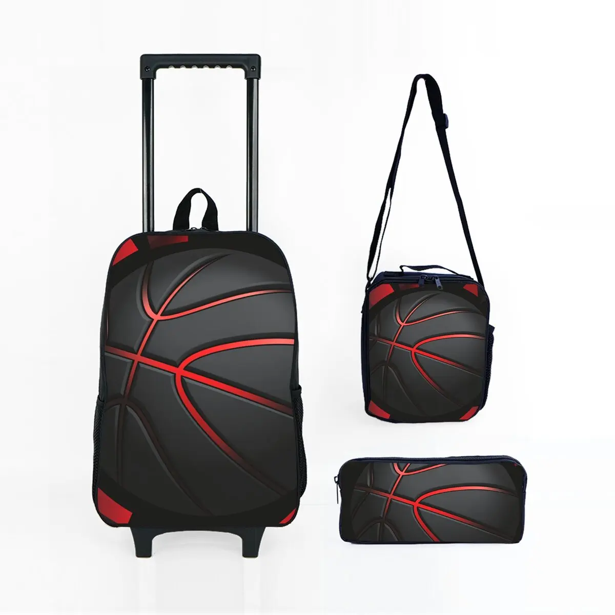 Basketball Print Children's Wheeled Rolling Bag Set with Lunch Box Pen Bag with School Trolley Backpack Bag for Girl/Boys
Basketball Print Children's Wheeled Rolling Bag Set with Lunch Box Pen Bag with School Trolley Backpack Bag for Girl/Boys