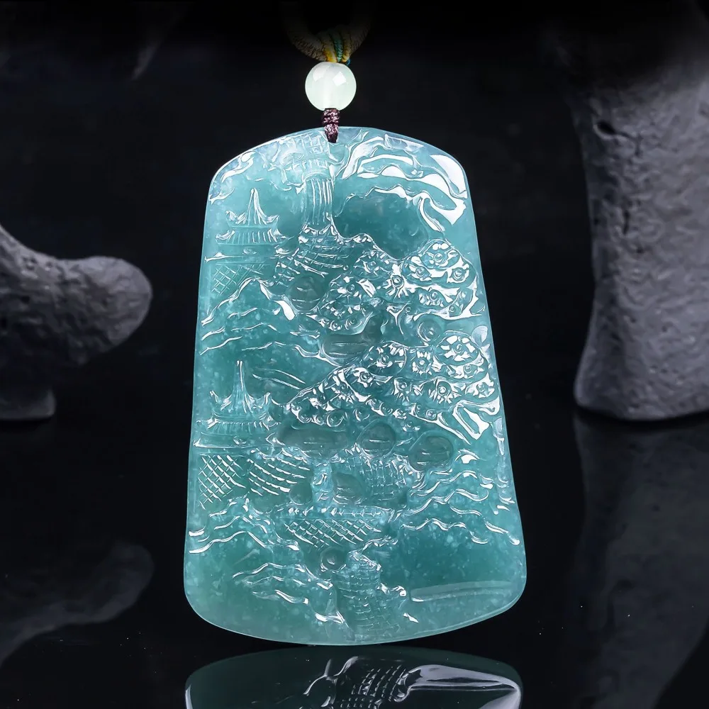 Natural A-grade jade Ruishan Fuyun Shanshui brand exquisite high ice jade pendant Safety pendant energy protection
Natural A-grade jade Ruishan Fuyun Shanshui brand exquisite high ice jade pendant Safety pendant energy protection