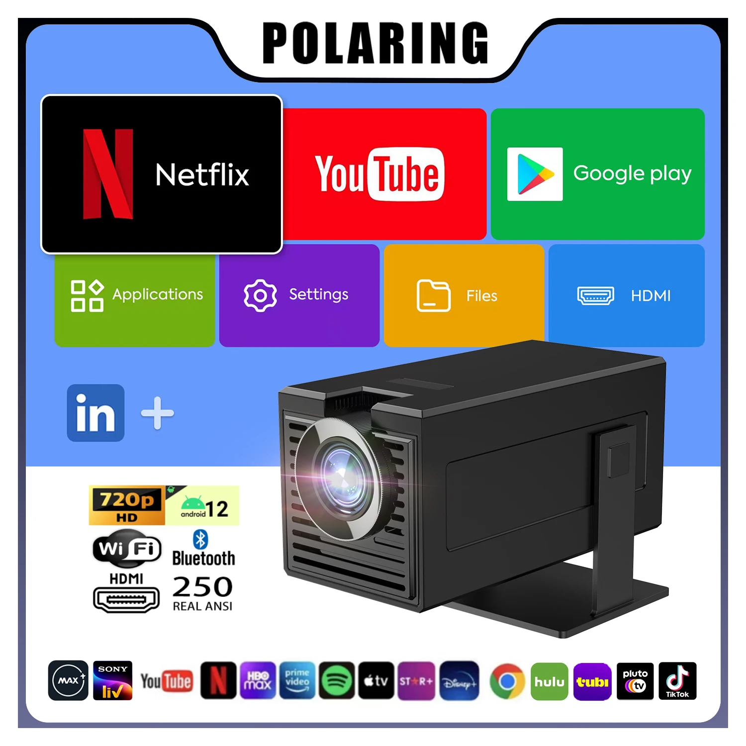 Polaring P50Mini Android Projector H713 6G Wifi BT 250Ansi Cinema Home Keystone HDMI Proyector 1080P 4K projector
Polaring P50Mini Android Projector H713 6G Wifi BT 250Ansi Cinema Home Keystone HDMI Proyector 1080P 4K projector