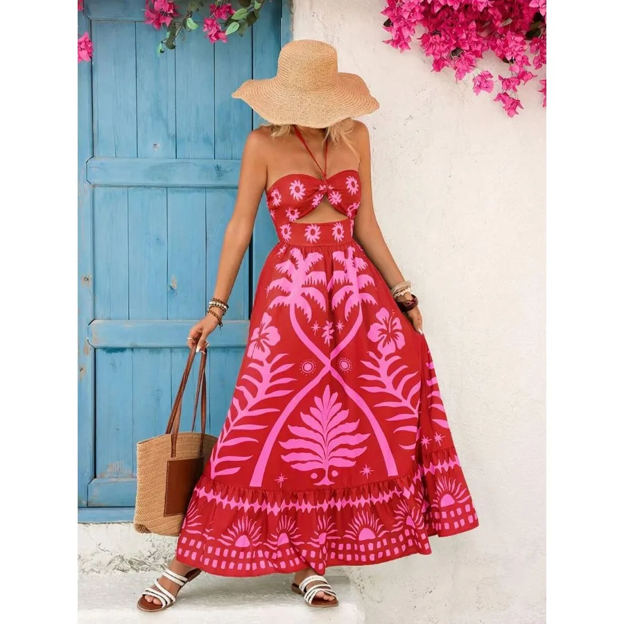 【New style】Vivid Eden Vacation Chiffon Printed Halter Backless Dress For Women, Spring/Summer Women Sundress Summer Women Vacat
【New style】Vivid Eden Vacation Chiffon Printed Halter Backless Dress For Women, Spring/Summer Women Sundress Summer Women Vacat