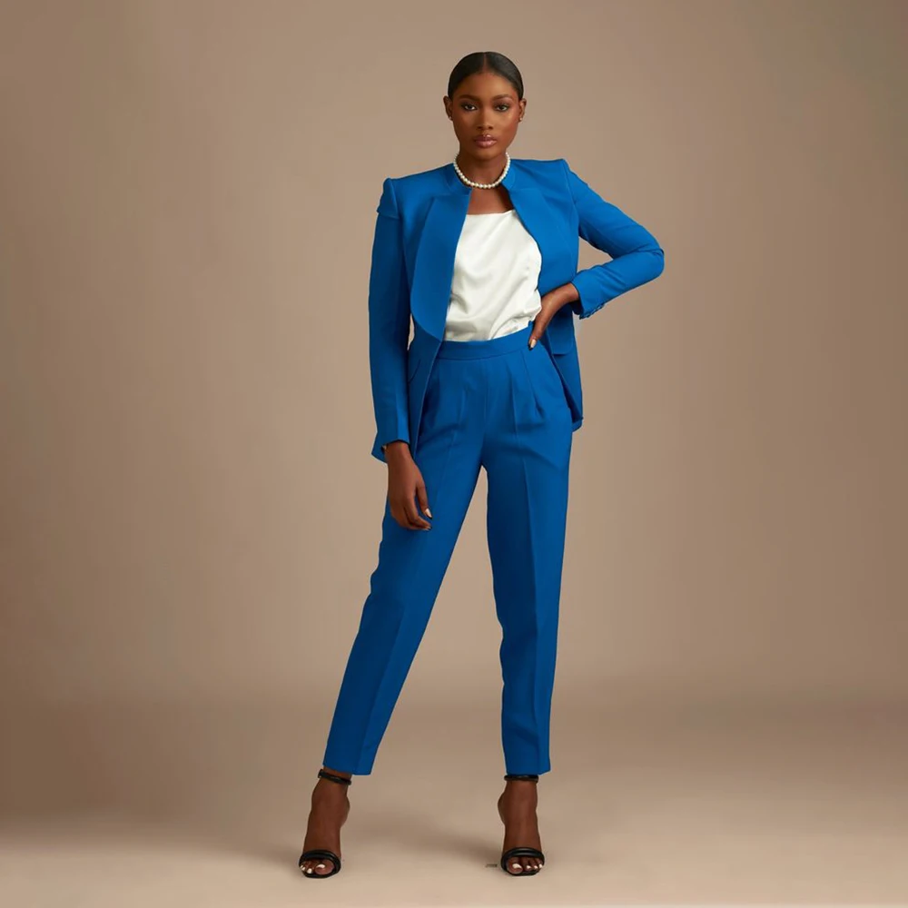 Fashion Blue Women's Suits Customzied Blazer Pants Sets High Quality 2 Piece Jacket Trousers Office Lady Female Clothing
Fashion Blue Women's Suits Customzied Blazer Pants Sets High Quality 2 Piece Jacket Trousers Office Lady Female Clothing
