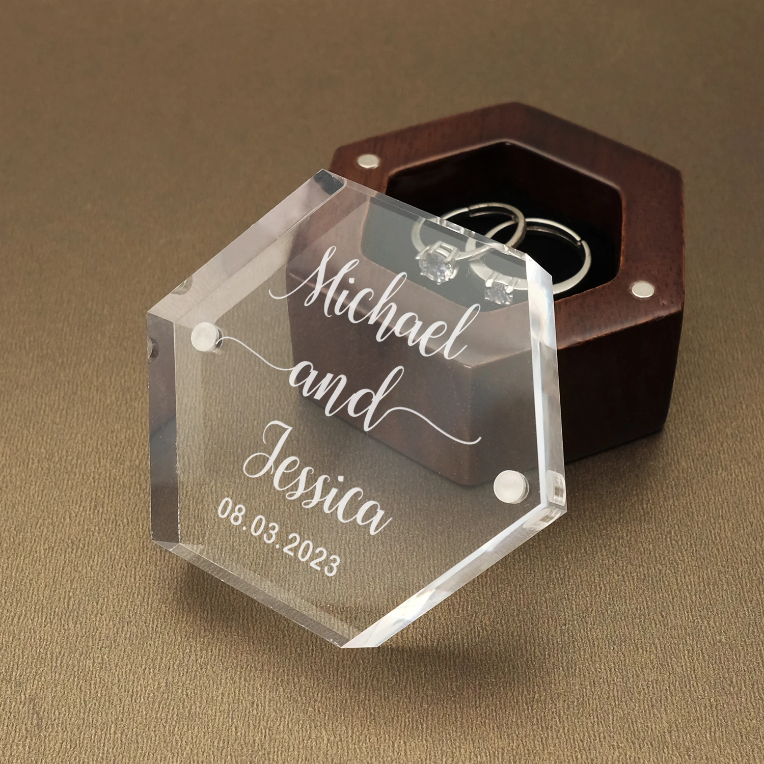 Personalized Acrylic Ring Box, Wedding Decoration, Engagement Box, Jewelry Storage Box, Geometric Clear Jewelry Organizer Holder
Personalized Acrylic Ring Box, Wedding Decoration, Engagement Box, Jewelry Storage Box, Geometric Clear Jewelry Organizer Holder