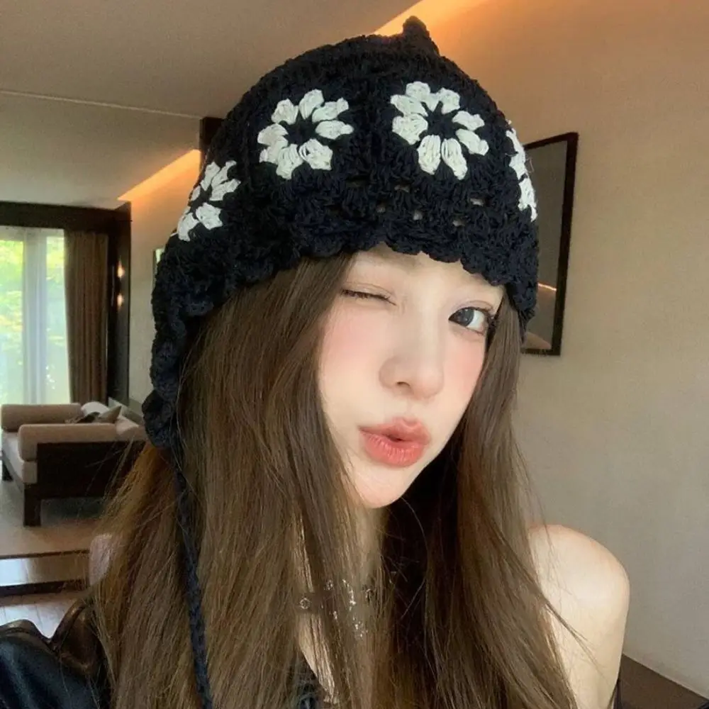 Cute Crochet Flower Hollow Knitted Hat Bohemian Style Hollow Out Knit Cap Korean Thin Ethnic Style Hat Girls
Cute Crochet Flower Hollow Knitted Hat Bohemian Style Hollow Out Knit Cap Korean Thin Ethnic Style Hat Girls
