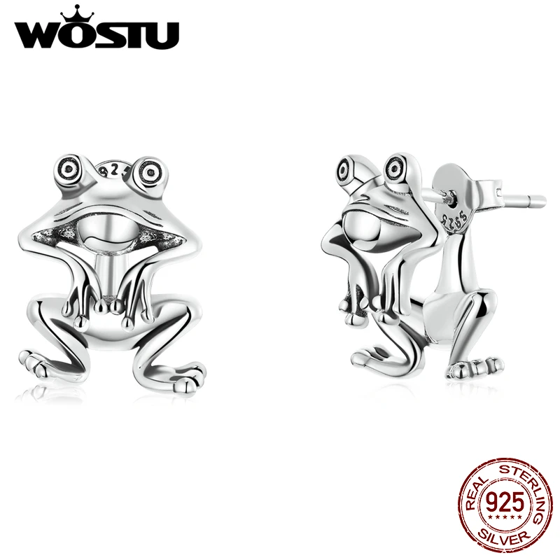 WOSTU, Настоящее серебро 925 пробы, милые серьги-гвоздики с лягушкой для женщин, серебряный цвет, милые женские вечерние серьги, блестящие ювелирные изделия, подарок
WOSTU, Настоящее серебро 925 пробы, милые серьги-гвоздики с лягушкой для женщин, серебряный цвет, милые женские вечерние серьги, блестящие ювелирные изделия, подарок