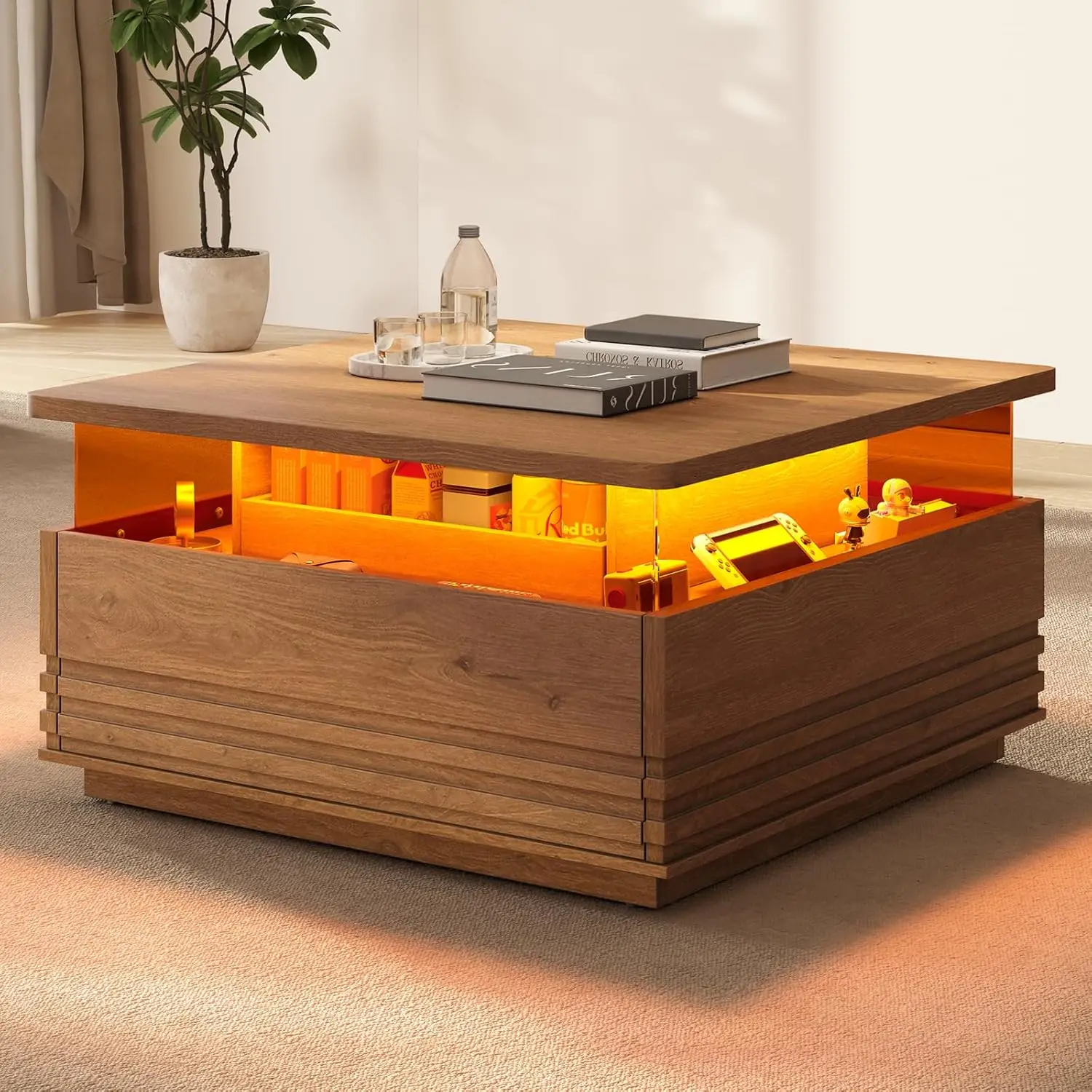 Square Fluted Coffee Table with LED Lights and Storage, Mid Century Modern Center Tables with 2 Drawers, Unique, Customized
Square Fluted Coffee Table with LED Lights and Storage, Mid Century Modern Center Tables with 2 Drawers, Unique, Customized