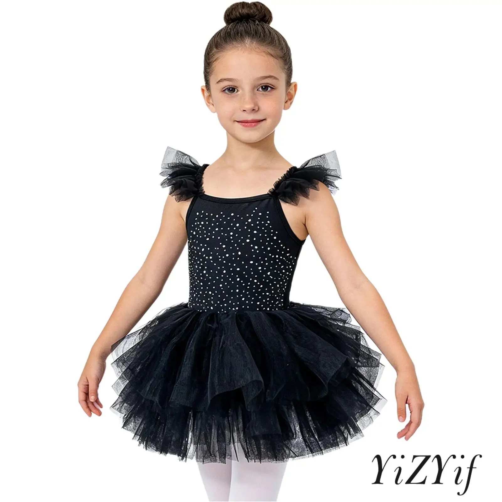 Kids Girls Ballet Dress Rhinestone Bodice Tulle Ruffled Sleeves Dresses with Built In Briefs for Artistic Lyrical Dance Practice
Kids Girls Ballet Dress Rhinestone Bodice Tulle Ruffled Sleeves Dresses with Built In Briefs for Artistic Lyrical Dance Practice