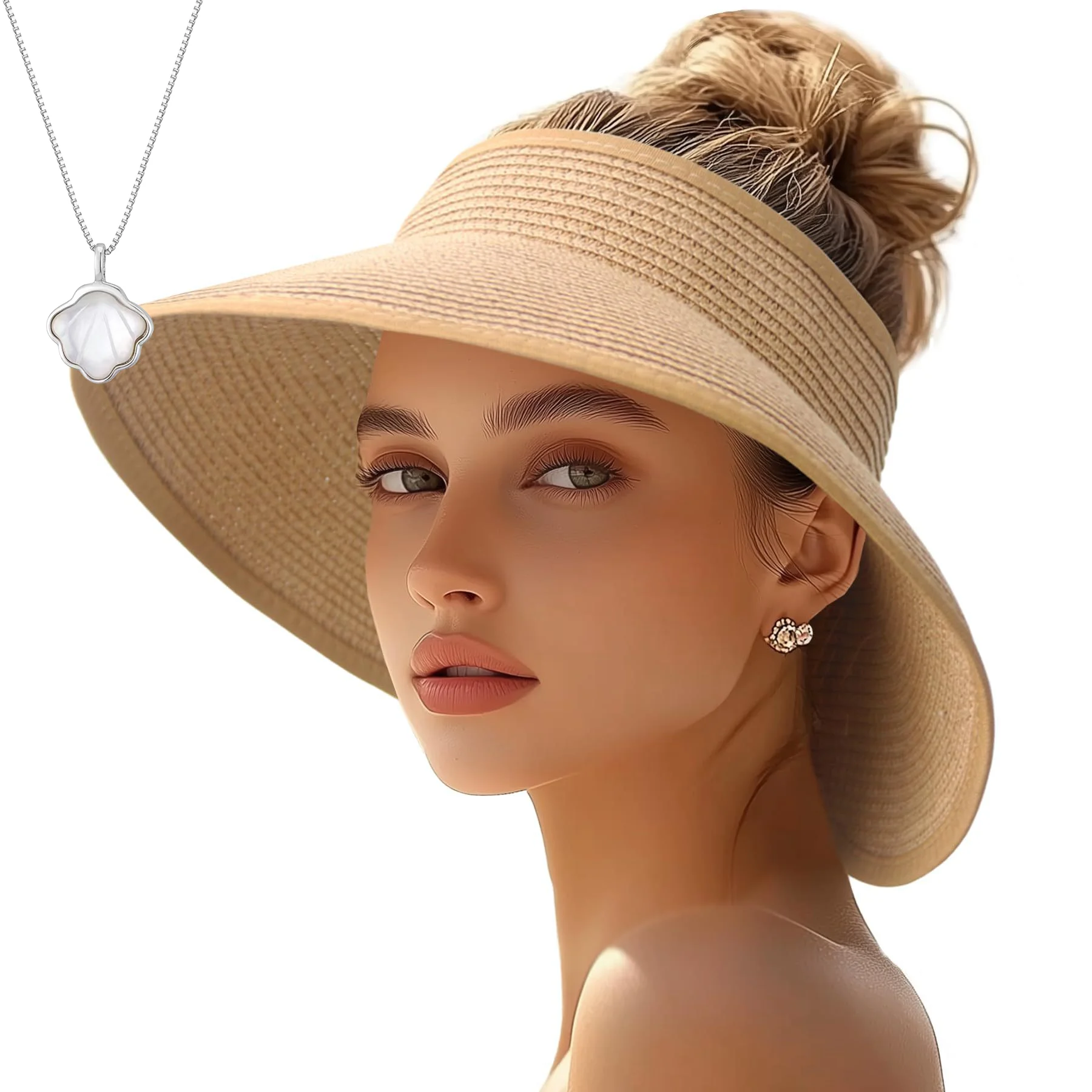 1pc open-top straw hat + 1pc necklace Ladies' summer seaside beach sunbathing open-top hat
1pc open-top straw hat + 1pc necklace Ladies' summer seaside beach sunbathing open-top hat