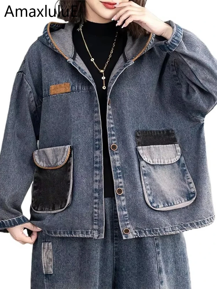 Amax luluE 2025 Fashion Spring Jackets Womens Loose Vintage Hooded Denim Corduroy Coats Ladies Casual Patchwork Big Size Clothes
Amax luluE 2025 Fashion Spring Jackets Womens Loose Vintage Hooded Denim Corduroy Coats Ladies Casual Patchwork Big Size Clothes