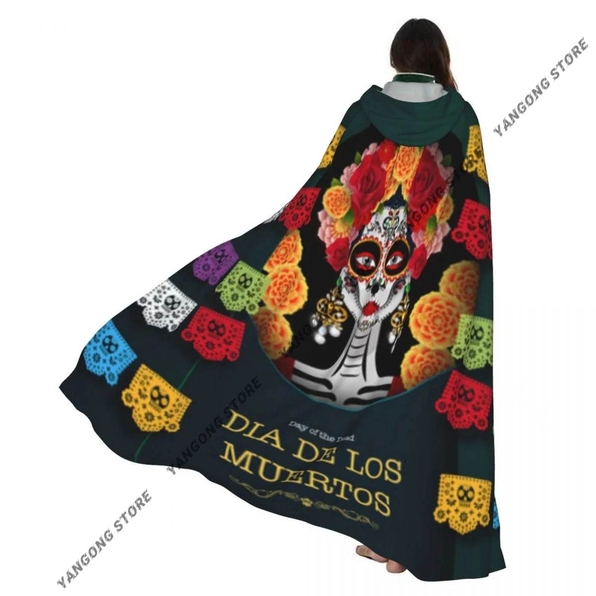 Witch Cloak Sugar Skull With Marigold Flowers Wreath Halloween Cosplay Costume Unisex Adult Cloak Retro Ages Cape
Witch Cloak Sugar Skull With Marigold Flowers Wreath Halloween Cosplay Costume Unisex Adult Cloak Retro Ages Cape