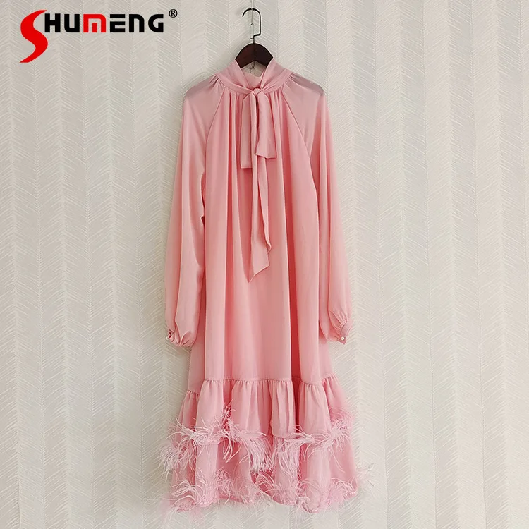 2023 Spring and Summer New French Seaside Holiday Long Sleeve Dress Feather Stitching Ribbon Loose Maxi Dress for Women
2023 Spring and Summer New French Seaside Holiday Long Sleeve Dress Feather Stitching Ribbon Loose Maxi Dress for Women