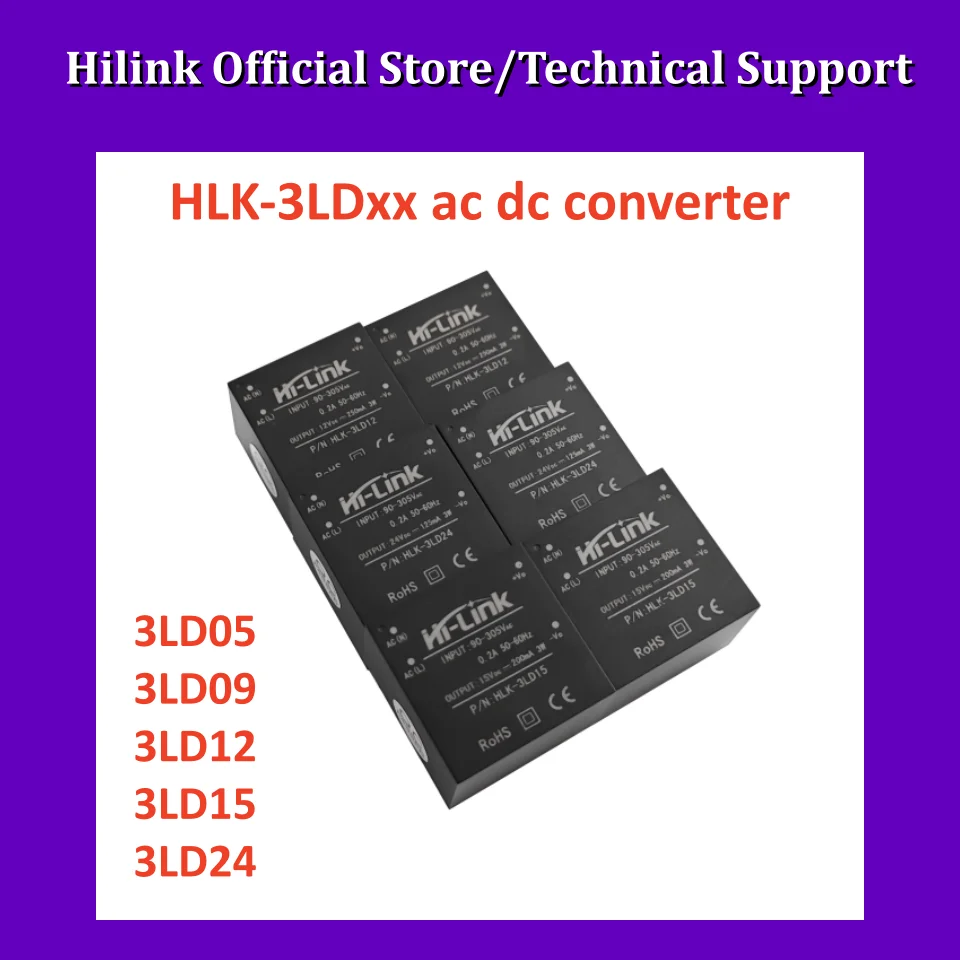 Hi-Link HLK-3LD05/12 3W Ultra Small AC-DC Power Module 85-305Vac to 12V 0.25A 24V 0.125A IP65 Low Ripple Switching Power Supply
Hi-Link HLK-3LD05/12 3W Ultra Small AC-DC Power Module 85-305Vac to 12V 0.25A 24V 0.125A IP65 Low Ripple Switching Power Supply